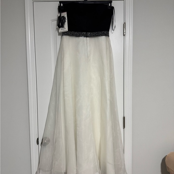 Bari Jay Black and White Strapless Gown - Picture 2 of 11